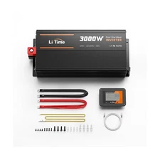 LiTime 3000W Pure Sine Wave Inverter 12V DC to 120V AC Converter with Remote ...