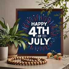 Vintage Happy 4th of July Wooden Plaque Patriotic USA Wall Art Decoration Gift