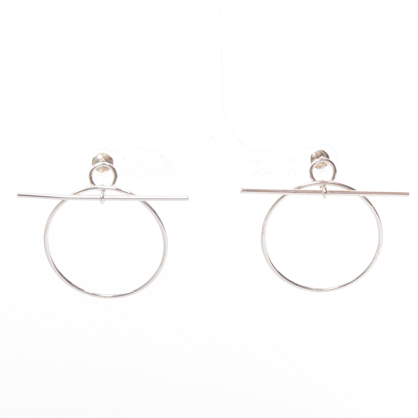 Hermes Loop 925 Sterling Toggle Clasp Pierced Hoo… - image 1
