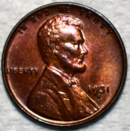 AU-UNC 1931-S Lincoln Cent, Sharp, Key-Date specimen.