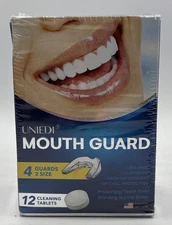 Uniedi Mouth Guard Protecting Teeth During Sleep 4 Guards 2 Sizes. New