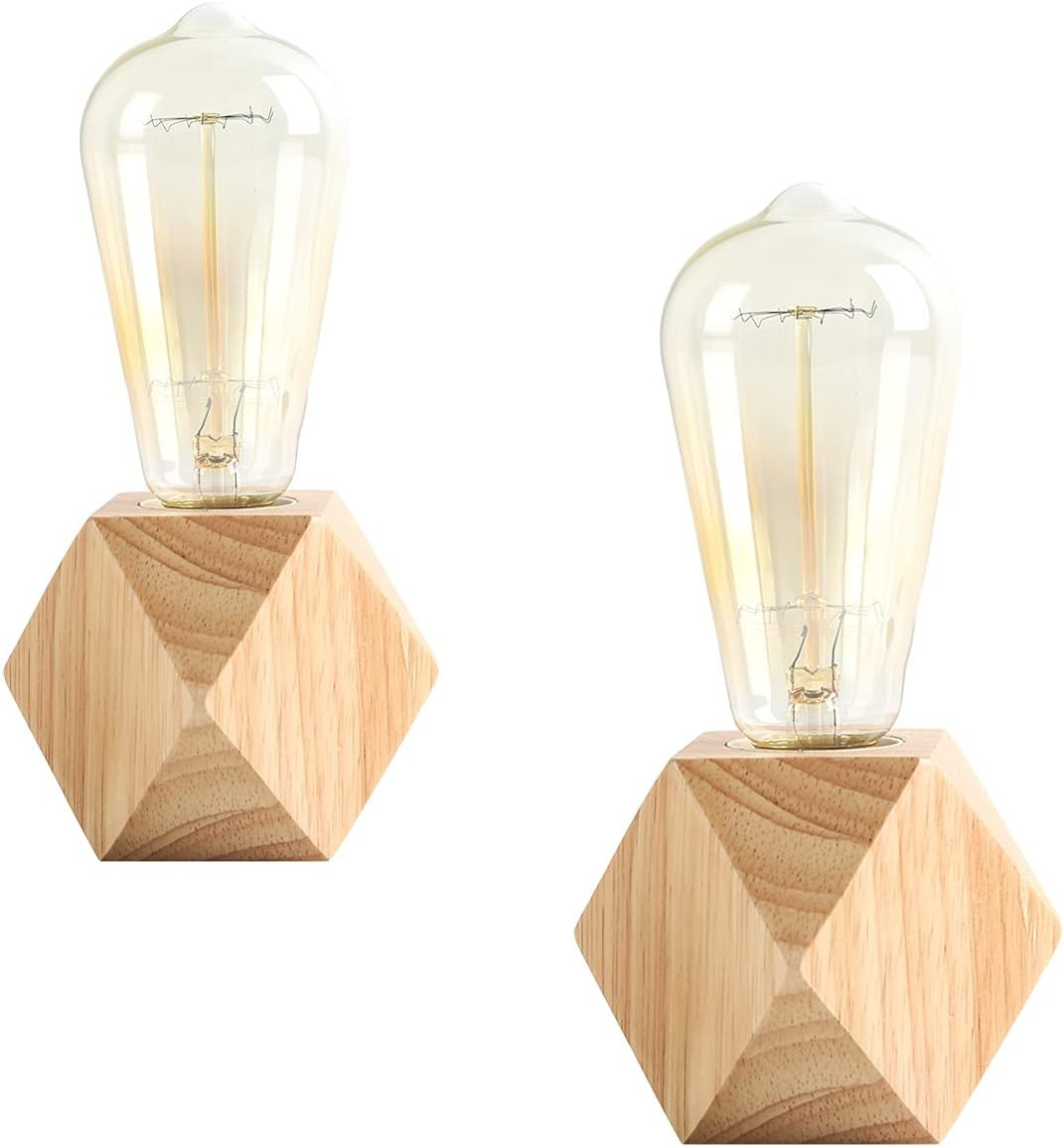 Offerta Set 2 Lampade Comodino Legno | Prezzo Outlet Base Diamante