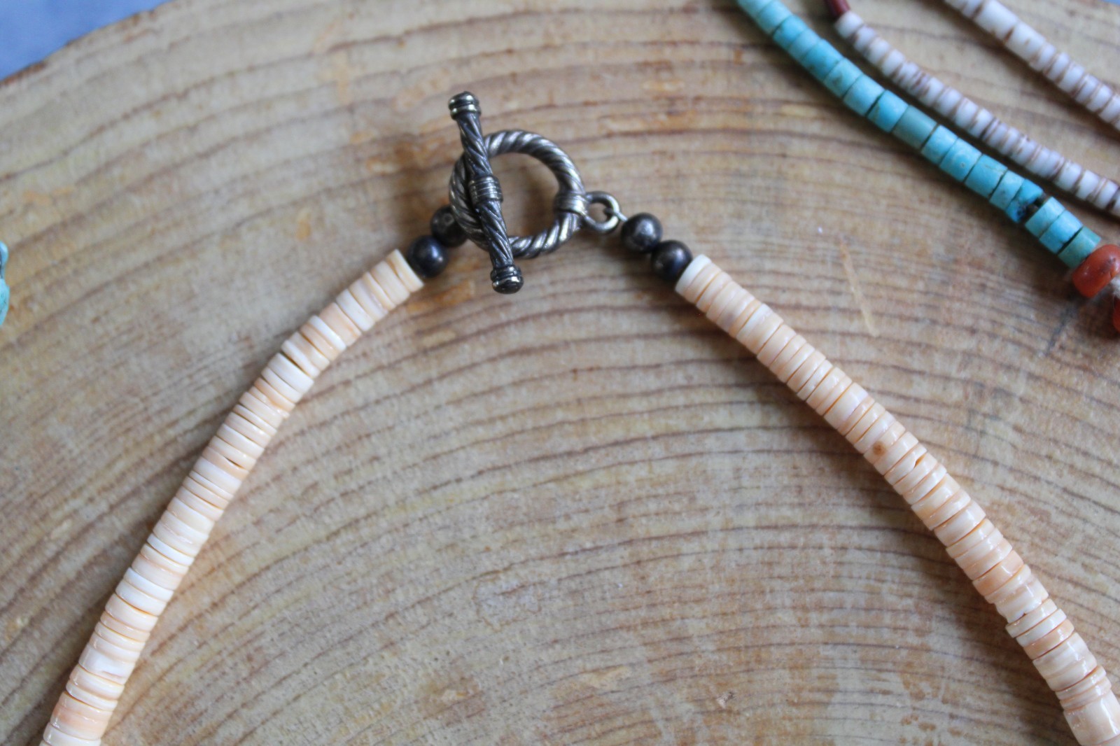 Jasper, Melon Shell & Sterling Silver Beads Neckl… - image 4