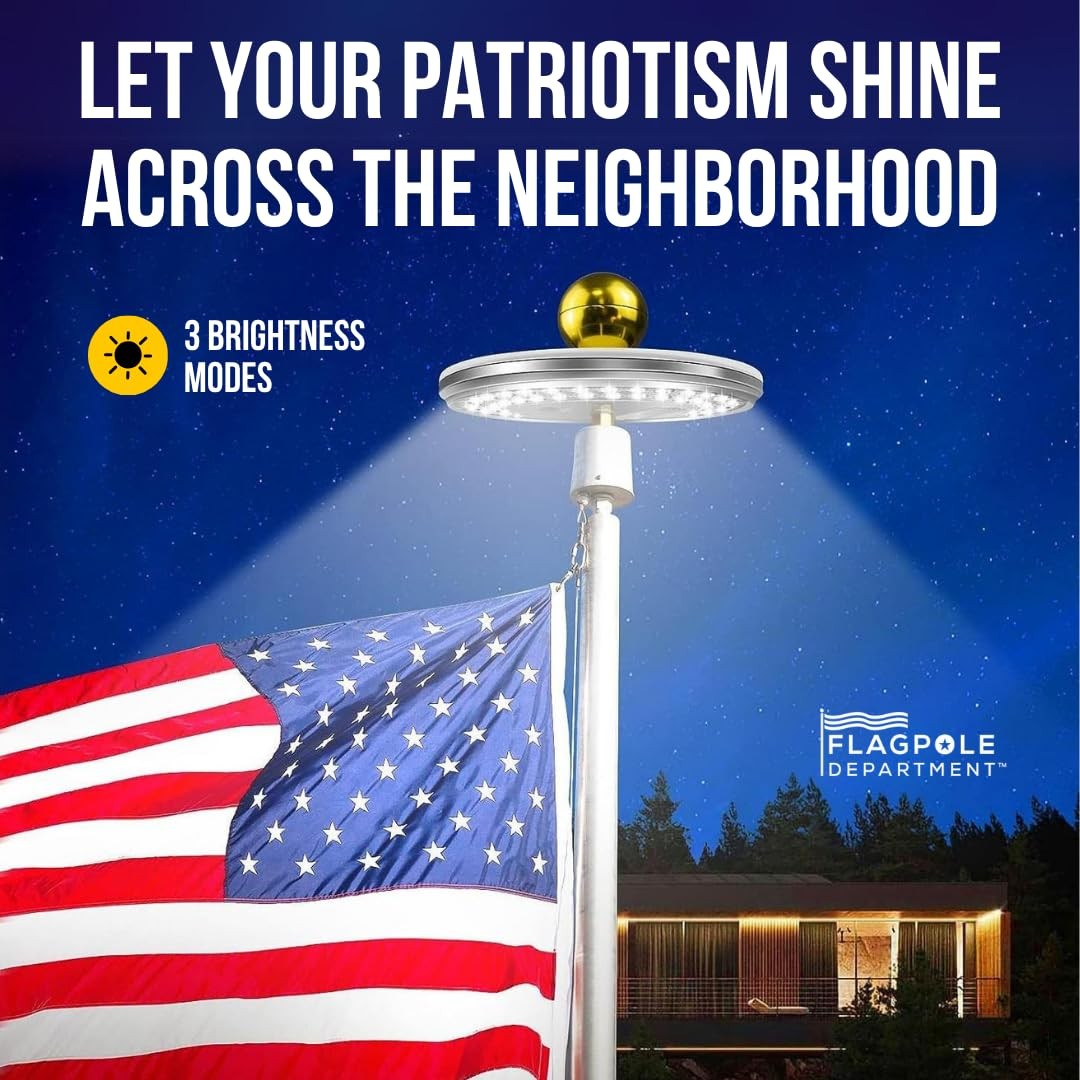 Solar Flag Pole Light - 48 LEDs, 14-Hour Runtime, Waterproof, Auto ON/OFF