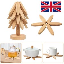 Tree Shape Trivet Set Wooden Trivets for Hot Dishes Foldable Kitchen Wooden 