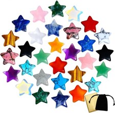 20 Pcs Crystals Star Natural Healing Crystal Set Polished Stone Chakra Assorted