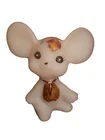 OPAL SATIN Fenton GOLD TIE Hand Painted Signed Meek MOUSE Paperweight FIGURINE