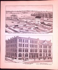 Antique Steel Engraving Arkansas City Roller Mill Co. & the Opera House Block