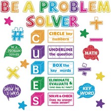 41Pcs Math Bulletin Board Set Cubes Math Keywords Paper Cutouts Problem Solvi...