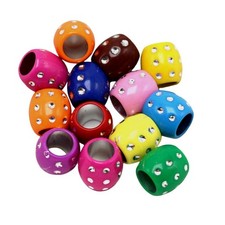50 Mixed Color Sparkling Silver Dots Acrylic Barrel Beads 13X12mm Big Hole 8mm