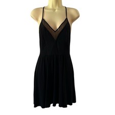 Urban Outfitters COPE Black Polka Dot Mesh Inset V-neck Halter Dress Size Small
