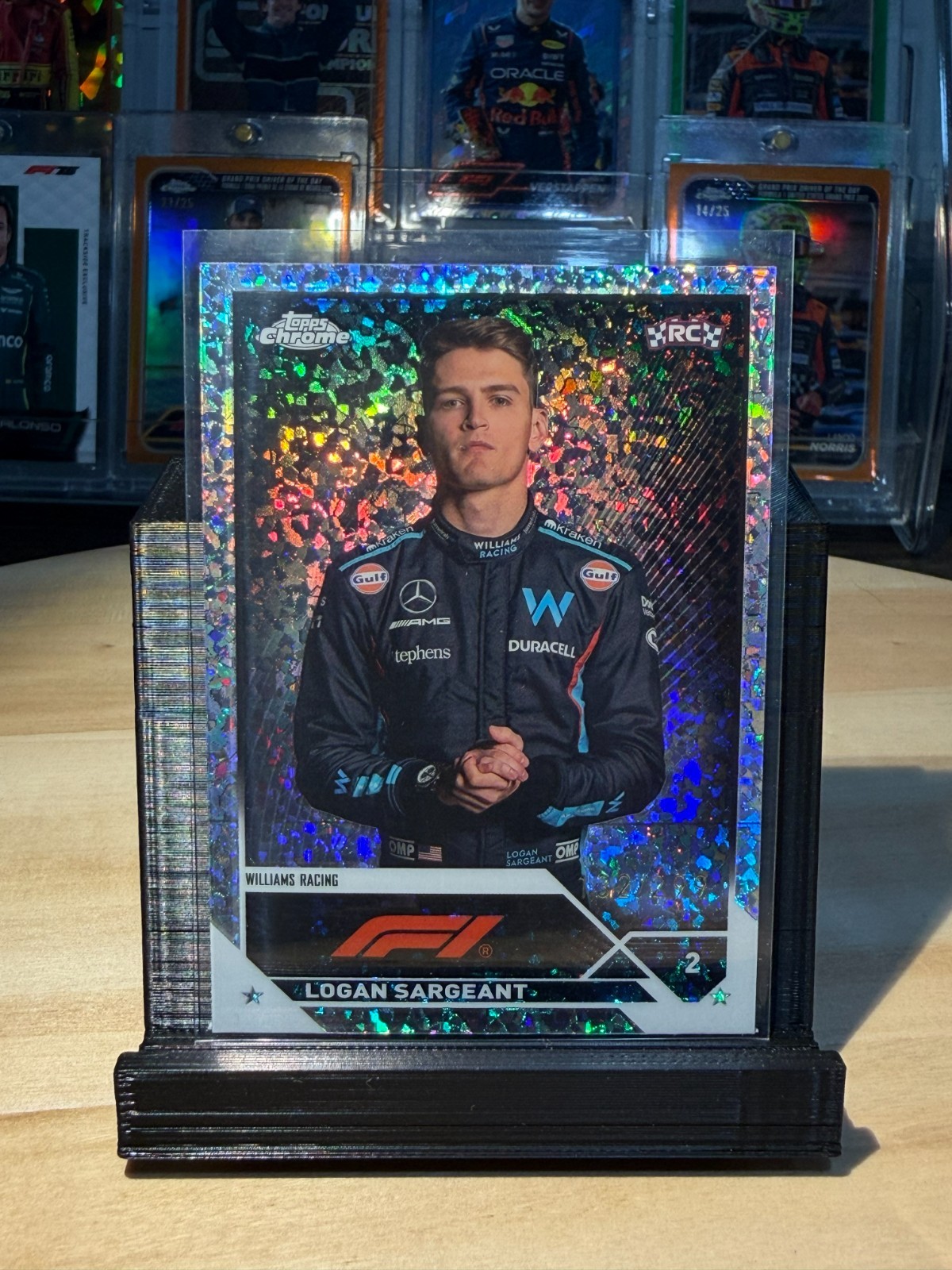2023 Topps Chrome Formula 1 F1 Logan Sargeant Mini Diamond /299 Portrait RC #64