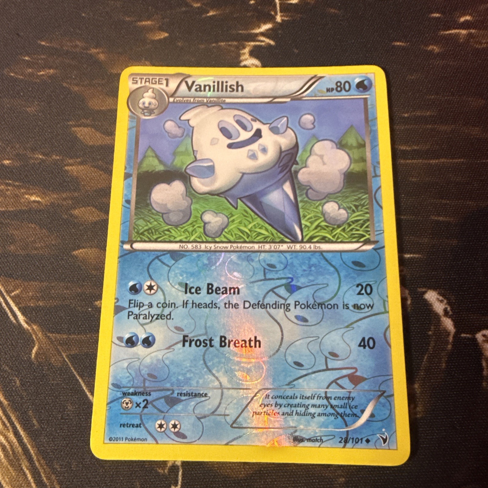 Vanillish Noble Victories Set 28/101 Reverse Holo Pokemon Card.