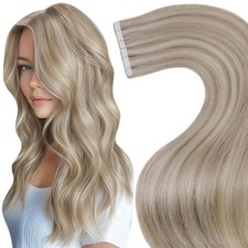 LaaVoo Tape in Hair Extensions Human Hair Blonde Tape in Extensions Seamless Str