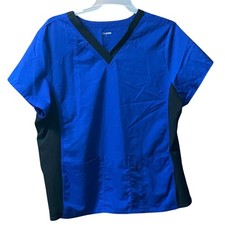 ScubStar Scrub Top 2X SSL07803T Electric Blue Pocket Slimming Tagless V Neck
