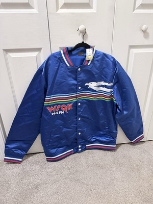 Stranger things WSQK 94.5 FM Men's Blue Striped Varsity Jacket