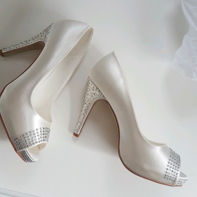 white wedding stilettos
