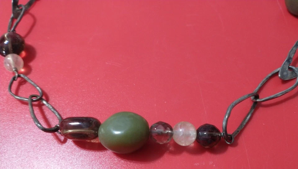 Collar de cuarzo ahumado Silpada retirado de plata esterlina eslabón jade citrino N1218 Foto 3 de 4