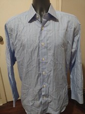 David Donahue Mens Dress Shirt Button Up Long Sleeve Blue Size 17-34/35 2XL 