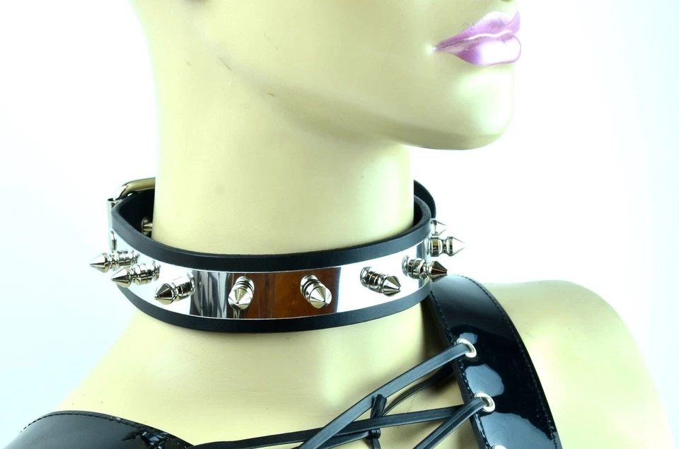 Шип металлический ошейник кожаный воротник панк-рок готический фетиш трэш металл Deth рок - Изображение 4 из 4