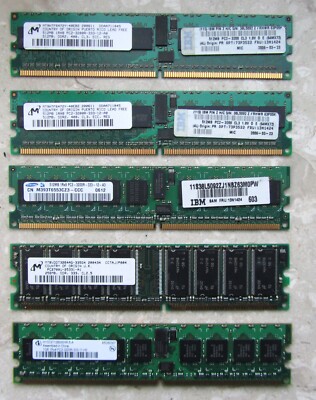 5 Stück Arbeitsspeicher Konvolut 1GB 512MB 256MB