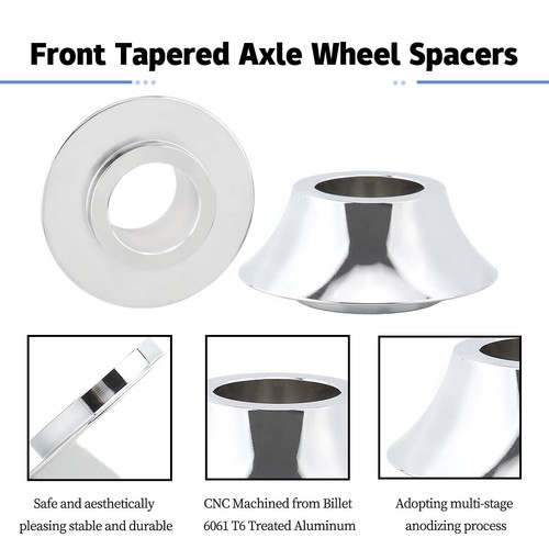 Front 25mm Tapered Axle Wheel Spacer For Harley Touring Street Road Glide Chrome - Picture 10 of 10