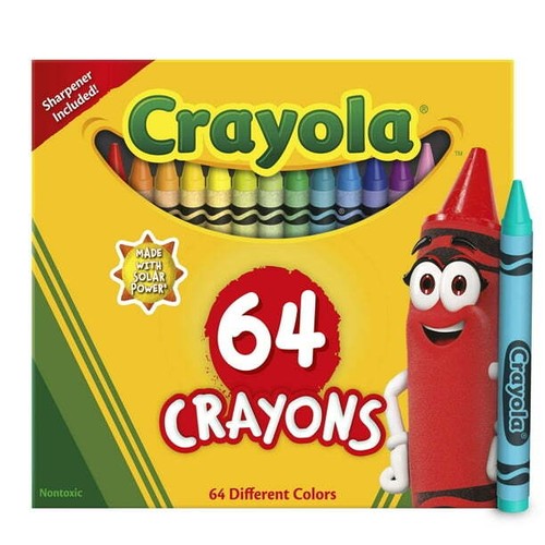 Crayola Buntstifte mit Anspitzer, 64 Ct, Bastelbedarf, Klassenzimmer Must Hav