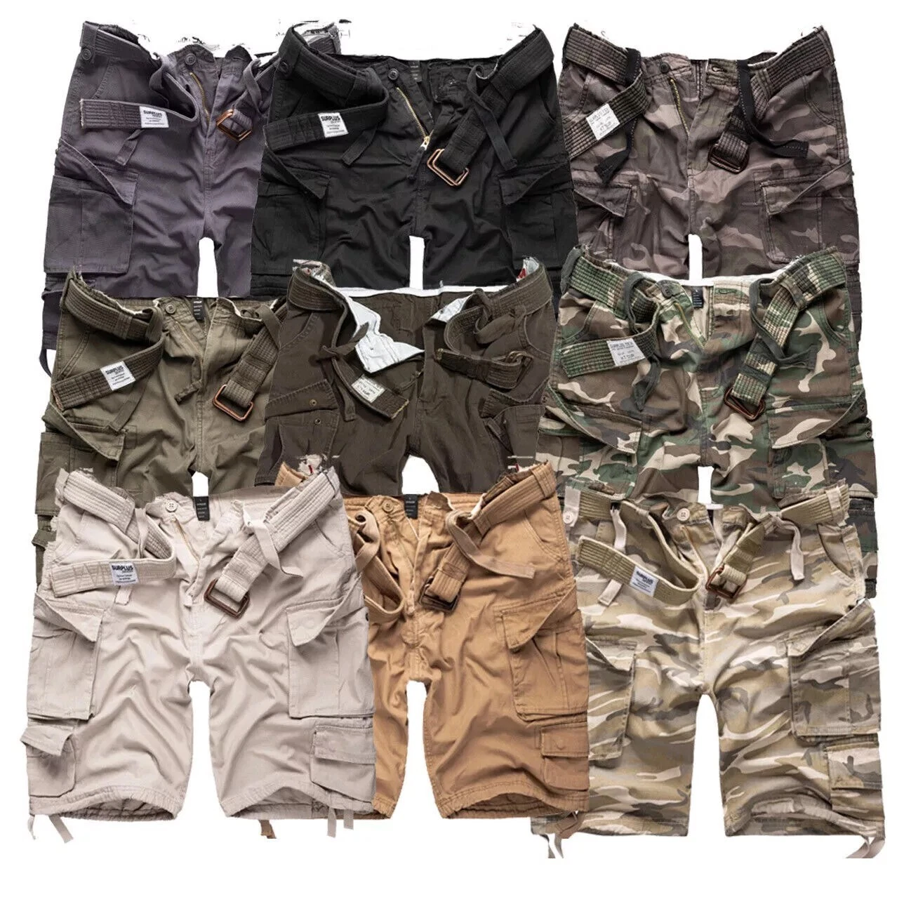 SURPLUS DIVISION SHORTS Mens Army Style Cargo Combat Heavy Duty With Belt
Opens in a new window or t