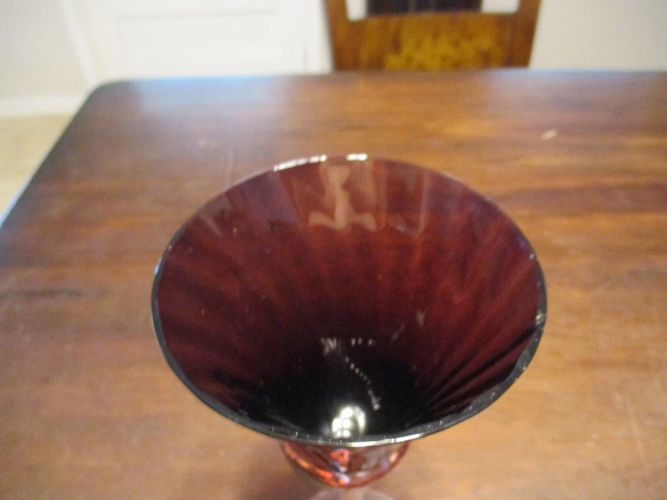 Copa de vino y agua vintage Makasa flor de ciruelo cristal amatista 9"" Foto 4 de 4