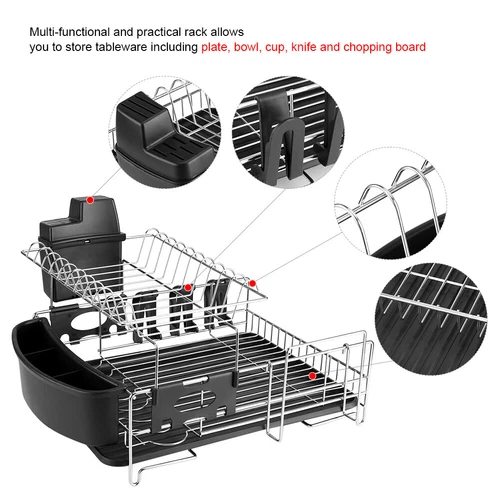 Disk Drying Rack Air Dryer Stainless Steel Frame Cultery Dishes Holder Drainer - Picture 3 of 12