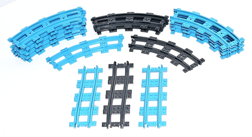 Lego Train Track Lot - 16 Plastic Narrow Curves Ramps Amusement Park Coaster