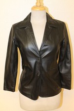 Womens/girls Nordstrom Pine Peak Black Leather Blazer/jacket Sz L (14)