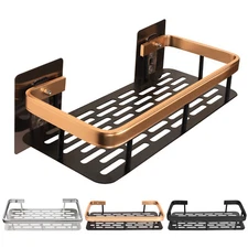 Wall Mounted Bathroom Shelf Decor Adhesive Black Shower Storage Shelves Kitchen 