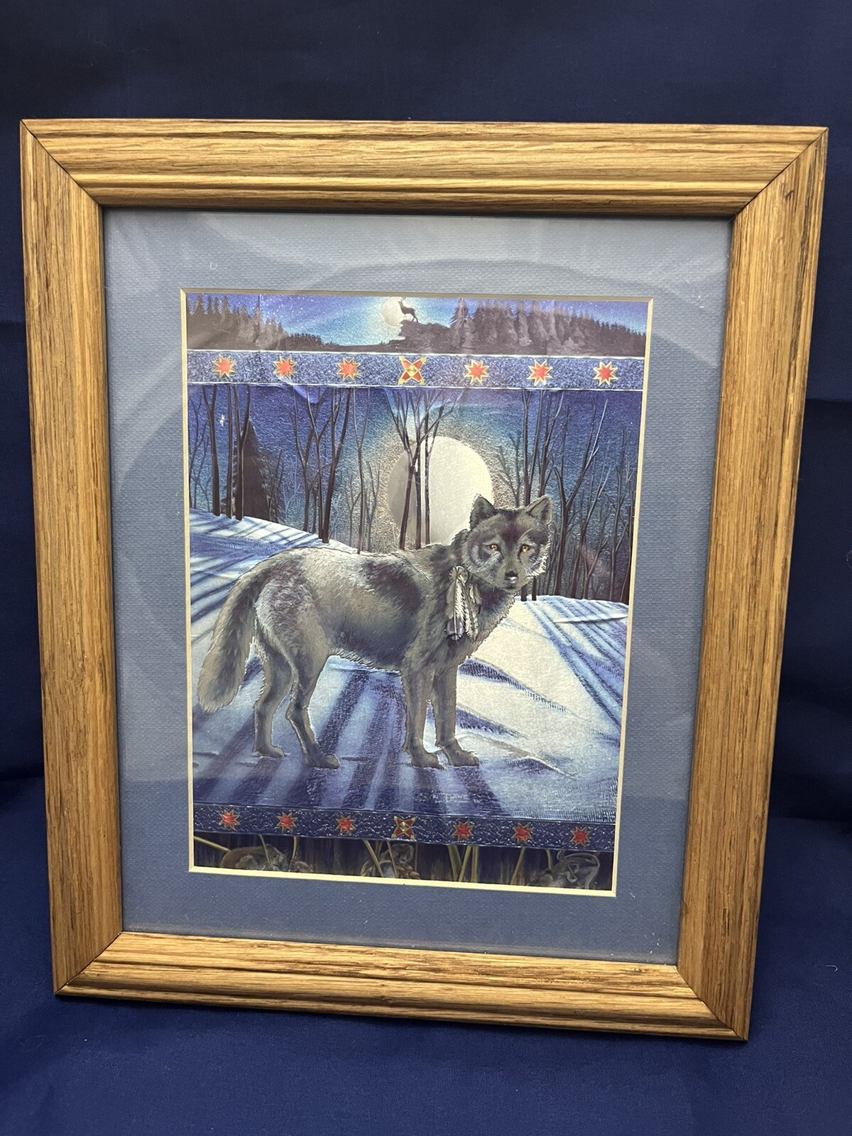 Framed Foil Engraving Wall Art Wolves Reflective Metal Etchings Of