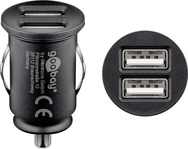 Dual-Usb Auto-LadegeräT (12 W), Ladeadapter Mit 2X Usb-AnschlüSse, Schwarz-image