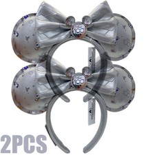 2X Disney Parks 100th Anniversary Platinum Minnie Ears Headband Loungefly