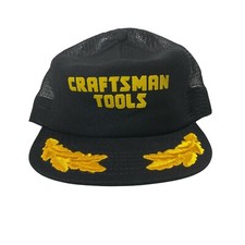 Vintage Craftsman Tools Hat Cap Snap Back Black Scramble Leaf Made In USA