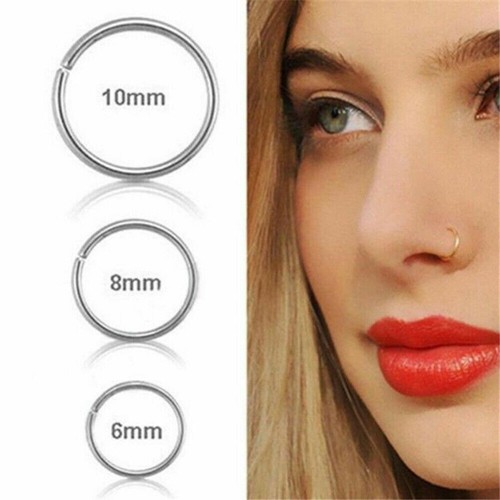 1Pc Nose Lip Ear Ring Hoop Rings Surgical Bend Body Piercing Earring Jewellery - Picture 2 of 16