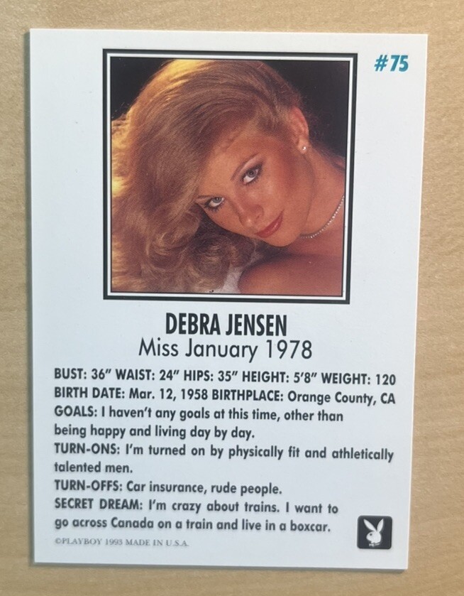Debra Jensen Playboy 1993 Centerfold Playmate Card #75, January, NM-MT