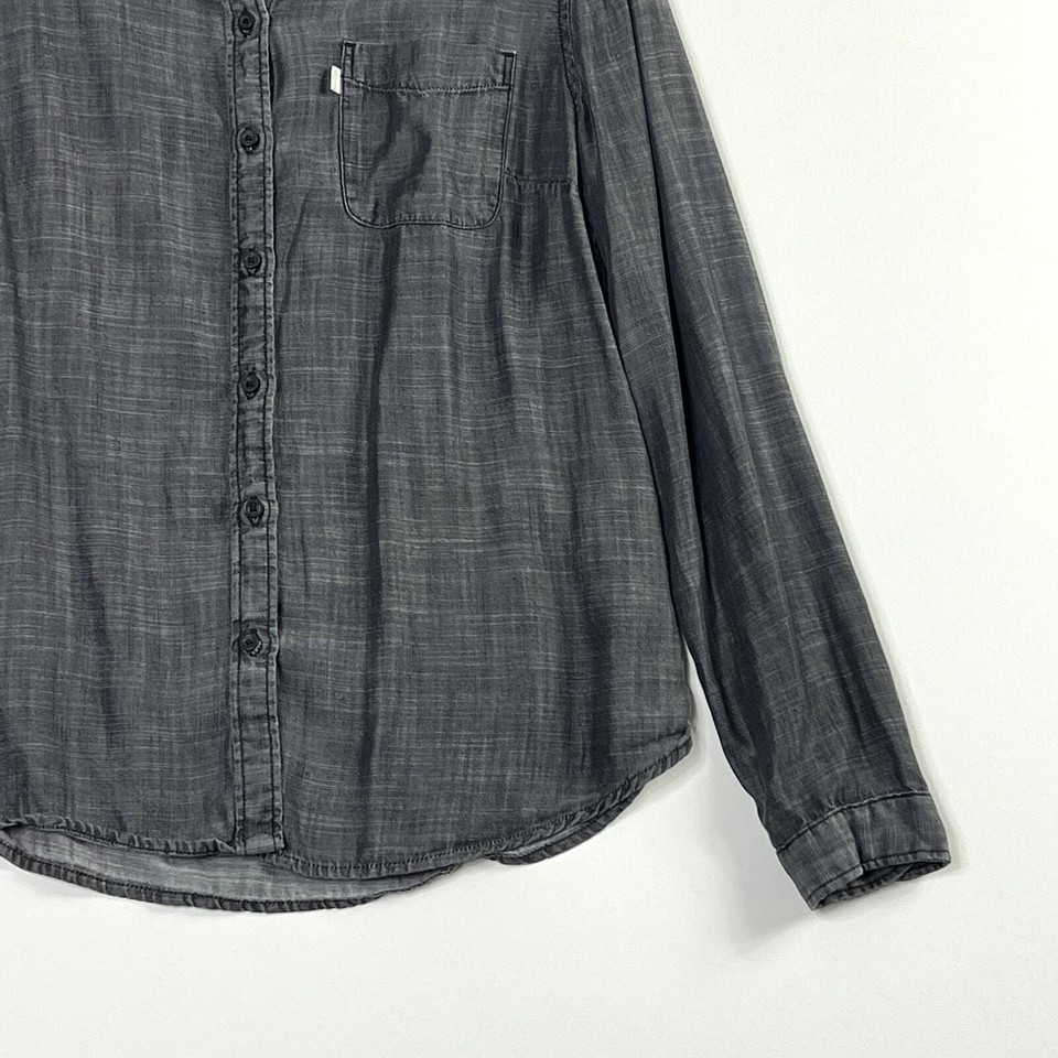 Levis Long Sleeve Tailored Fit Lyocell Button Up Shirt Gray Mens XL eBay