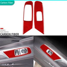 Red Carbon Fiber Window Lift Switch Panel Cover For Chevrolet Corvette C8 20-25