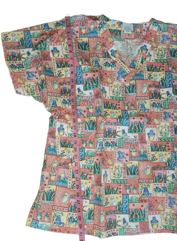 Only Necessities V-Neck Medical Scrubs Women's Top Size 1X Pockets Measurements - Image 4 of 4