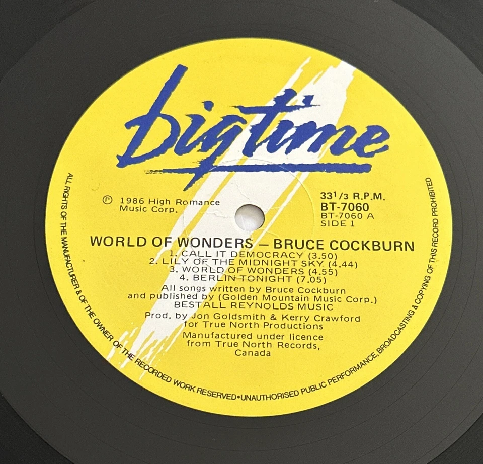 Bruce Cockburn: World Of Wonders 12" Vinyl LP Record 1985 Folk EX / VG - Image 4 of 4
