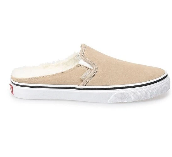 Vans suede slip top on platform with fur