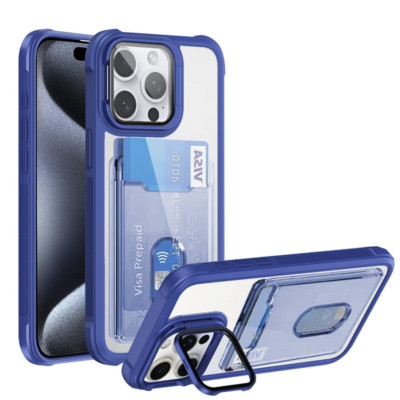 For Apple iPhone 15/16 Plus Pro Max 17 Air Pro Clear Hybird Card Slot Stand Case