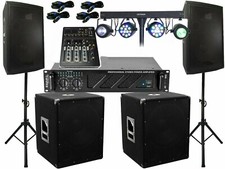 3000 Watt Pa Anlage 3 wege Box USB Musiker Mischpult DJ Licht Light bar LED