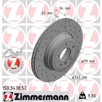 Zimmermann 2X Bremsscheibe Hinten Ø345 Mm AußEnbelüFtet Gelocht FüR BMW 7Er