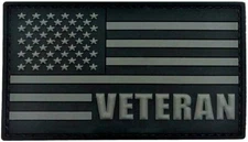Veteran USA Flag Patch [3.5 X 2.0 -PVC Rubber- Hook Fastener-VP1]