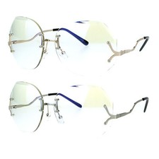 Womens Oversize Drop Temple Rimless Butterfly Diva Granny Eye Glasses