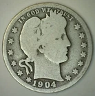 1904 O Silver Barber Quarter Circulated 25 Cents US Type Coin Good Condition 25c